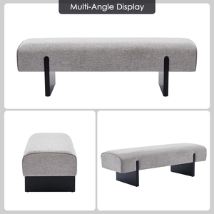 Banc Mid-Century Modern Vietnam en tissu de lin de qualité supérieure + éponge haute densité + bois massif naturel MD04 - Product Image 5