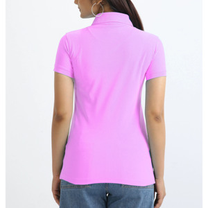 Polo de última llegada con estampado moderno para mujer, color caqui liso, atlético, transpirable, informal y personalizado. - Product Image 2