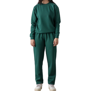 Conjunto Deportivo de Dos Piezas para Mujer, Sudadera y Pantalones Deportivos de Color Sólido, Venta al Por Mayor, Logotipo Personalizado OEM - Product Image 1