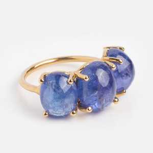 Bague de fiançailles de luxe en tanzanite bleue taille ovale, plaquée or 14 carats, pierre de naissance de juin - Product Image 2