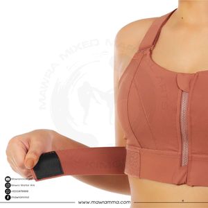 Soutien-gorge de sport Mawra rose rouillé à fermeture éclair avant, maintien élevé, sans coutures, col carré, pour l'entraînement et le yoga, vêtements de sport pour femmes, soutien-gorge unisexe - Product Image 6