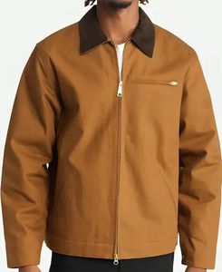 Men's Brown Canvas Hooded Collar Shirt Jacket <b>Covered</b> <b>Button</b> Closure Breathable 100% Cotton Winter Streetwear Regular Fit - Product Image 2