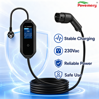 Chargeur EV portable Powermerry 3,5 kW 16A Type 2 230Vac avec logo personnalisé, câble et emballage pour les acheteurs européens OEM ODM