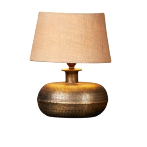 Hammered Table Lamp Modern Gold Metal <b>Vase</b> Lamp With Black Base Textured Metallic Finish <b>For</b> Home Living Room Decoration Lamps - Product Image 5