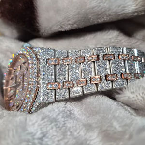 Montre de luxe classique Millionaire Antique Moissanite avec diamants, verre saphir, mouvement automatique, bracelet en acier inoxydable - Product Image 1