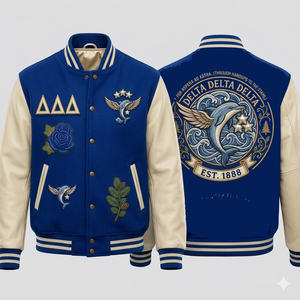 Delta Delta Delta Alpha Phi Letterman Varsity Jacket Custom Vintage Bomber Sorority Greek <b>Line</b> Jacket - Product Image 6