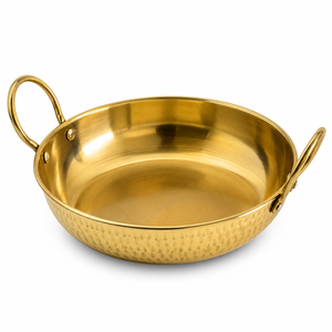 Hammered Brass Fry <b>Pan</b> with Handle | Premium Brass <b>Skillet</b> for Cooking | Traditional Indian Frying <b>Pan</b> | Heavy Duty Kitchen Cook - Product Image 1
