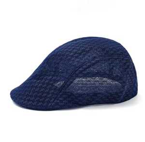 Gorra Plana Unisex Transpirable de Algodón, Informal, para Primavera/Verano, 56-58 cm, Gris, con Patrón de Malla, para Adultos, para Exteriores - Product Image 2