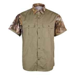 Chemise de chasse légère de haute qualité pour la chasse en montagne, logo brodé personnalisé, manches courtes, chemise en polyester confortable - Product Image 1