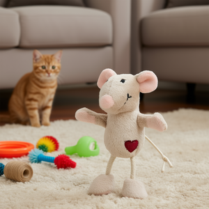 Juguete de Peluche Interactivo para Mascotas, Ratón Beige de 11 cm con Movimiento - Product Image 3