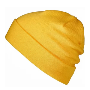Unisex Solid Color Knitted Beanie Hat Yellow Casual <b>Winter</b> <b>Cap</b> 100% Acrylic Computer Knitted for Adults - Product Image 1