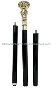 Bâton de marche en bois fait main avec poignée décorative en laiton Cannes de marche en bois de haute qualité - Product Image 2