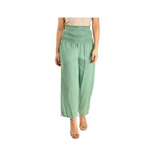 Pantalon droit décontracté pour femme, 100 % rayonne douce, taille élastique, couleur unie, séchage rapide, devant plat, idéal pour l'été - Product Image 1
