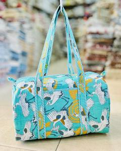 Sac fourre-tout matelassé en coton pour femme, sac à bandoulière avec fermeture éclair, motif oiseaux, pour le shopping, les voyages et l'usage quotidien - Product Image 3