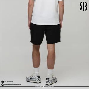 Pantalones Cortos Bermuda de Algodón Negro Sólido para Hombre, de Alta Calidad, Personalizados, con Cintura Elástica, Casuales, Transpirables, con Bolsillos, de Tiro Medio - Product Image 4