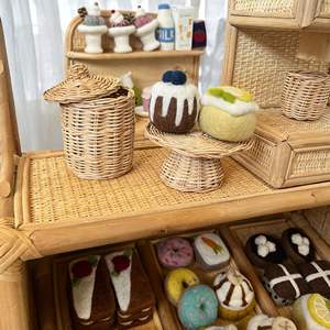 Juguete de mimbre para niños, soporte para pasteles y tarro de galletas, juguete de cocina de mimbre para juego de roles, el más vendido. - Product Image 3