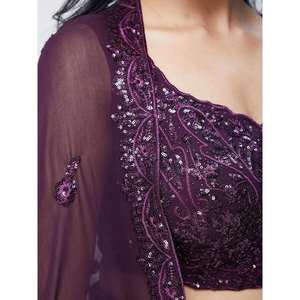 Excellent Lehenga Choli semi-cousu en Georgette à paillettes violettes 2500g pour réception par Zeel Clothing - Product Image 3