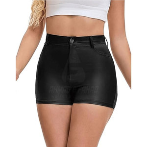 Shorts en cuir de vachette pour femmes, mode, hiver, tricotés, coupe-vent, respirants, écologiques, taille élastique, décontractés, personnalisables - Product Image 3