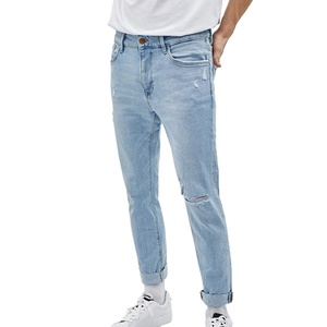 Pantalones Vaqueros Rectos Azul Claro Estilo Urbano para Hombre, Personalizados, Transpirables, de Secado Rápido, Elásticos, con Logotipo - Precio al por Mayor - Product Image 3