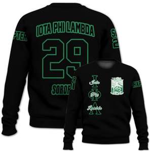 Chaqueta Universitaria Negra Personalizada Iota Phi Lambda, Suéter Tejido de la Hermandad Iota Phi Lambda - Product Image 4