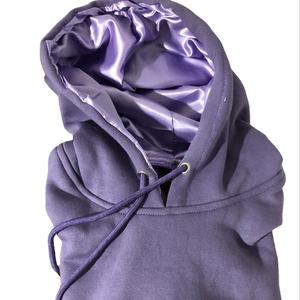 Sudadera unisex de lana para invierno, de talla grande Sudadera con capucha, forrada de satén con técnicas bordadas, cuello con capucha y estampado de lavanda al por mayor - Product Image 1