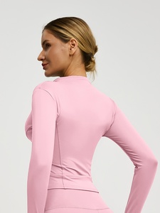 Women's Full Zip Front Logo Breathable Quick Dry Athletic Gym <b>Jacket</b> with Seamless Knit for Outdoor Running Fitness <b>Yoga</b> Workout - Product Image 2