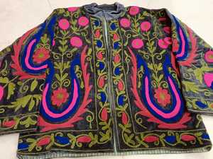 Hand Embroidered Reversible Women's <b>Quilted</b> <b>Jacket</b> Mandarin Collar Floral <b>Pattern</b> Cotton Corduroy Blazer Regular Fit Autumn - Product Image 5