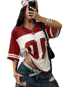 เสื้อเจอร์ซีย์อเมริกันฟุตบอลคุณภาพสูงสำหรับผู้หญิง ผ้าระบายอากาศ พิมพ์ลายแบบซับลิเมชั่น สไตล์สตรีทแวร์ - Product Image 3