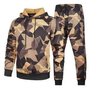 Ensemble pantalon et sweat à capuche camouflage pour homme, impression par transfert thermique, polyester, vêtements de travail haute visibilité, certifié CE, tenue de jogging confortable - Product Image 3
