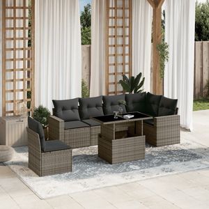 Grand ensemble de canapés de jardin modulaires en rotin PE gris et acier thermolaqué, mobilier d'extérieur modulaire de haute qualité - Product Image 1