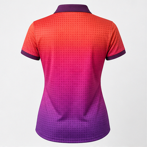 Polo Personalizado para Mujer con Degradado de Coral, Magenta y Morado, de Secado Rápido, Transpirable, Manga Corta, Uniforme de Golf de Alto Rendimiento WPS-0756 - Product Image 2