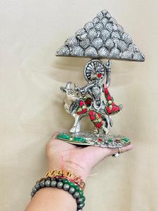 Statue artisanale plaquée argent de Krishna avec vache, style Parvat, pour la décoration intérieure, décoration religieuse et cadeaux - Product Image 1