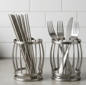 Modern Metal Cutlery Holder Rust Resistant Flatware <b>Organizer</b> Kitchen <b>Utensil</b> Storage Cage for Chopsticks Forks - Product Image 1