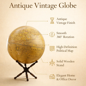 Escritorio Ejecutivo Grande con Globo Terráqueo, Mapa del Mundo Detallado y Colorido | Construcción de Aluminio y Plástico | Globo Terráqueo Educativo para Oficina, Hogar y Mesa de Estudio - Product Image 4
