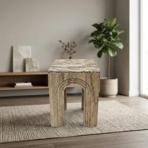 Handmade <b>Rustic</b> Wood <b>Side</b> <b>Table</b> With Woven Base Modern Living Room Furniture - Product Image 5