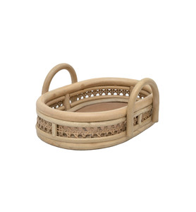 Contenedor de almacenamiento de alimentos ecológico bohemio de ratán Natural redondo de diseño caliente con mango conveniente para uso en la cocina del hogar - Product Image 1