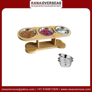 ชามอาหารและน้ำทำจากสเตนเลสสำหรับสัตว์เลี้ยงขาตั้งไม้แบบปรับได้ - Product Image 6