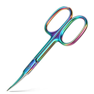 Multi Color Titanium Coated Stainless Steel <b>Cuticle</b> <b>Scissors</b> with Sharp Curved Precision Blades for Nail Care - Product Image 1