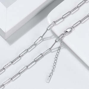 Collar de Hombre de Plata de Ley 925, Hecho a Mano en Italia, Chapado en Rodio, Estilo Hip Hop, Cadena Martillada - Product Image 1