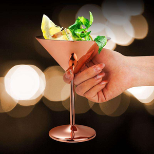 แก้วค็อกเทลมาร์ตินี่สแตนเลส แก้วแชมเปญทรงโกเบลต์ แก้วไวน์สีโรสโกลด์ ดีไซน์ส่วนตัวสำหรับคาราโอเกะ บาร์ อุปกรณ์โลหะ - Product Image 3