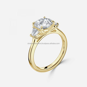 Women's 10K Solid Gold Three Stones Moissanite <b>Diamond</b> Engagement <b>Ring</b> Trendy Design for Wedding Bridal Anniversary Celebrations - Product Image 6