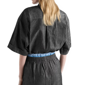 Camisa de chambray holgada personalizada para mujer, estilo workwear, streetwear, con botones, top de invierno, moda OEM, Y2K, marca privada OEM - Product Image 3