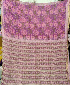 Double Diamond Pure Chiffon Saree Hand <b>block</b> <b>Printed</b> Light Weight & Breathable Fabric Soft Comfortable Pieces - Product Image 5