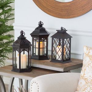 <b>Tall</b> metal <b>candle</b> lantern floor standing design indoor outdoor decor lighting elegant home decorative accent piece - Product Image 4