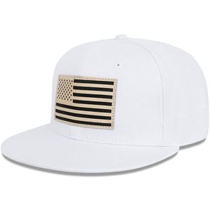 Gorra Snapback Off White de 6 Paneles con Aplique de Bandera Americana en el Panel Frontal, Unisex, Estilo Casual Urbano, Ajustada, para Adultos - Product Image 2