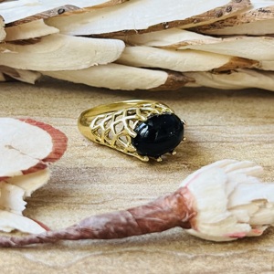 Hot Selling Black Onyx Brass <b>Ring</b> Hollow Cutout Gold Plated <b>Ring</b> <b>Statement</b> Handmade <b>Ring</b> Boho Geometric Wholesale <b>Ring</b> For Women - Product Image 3