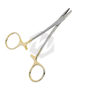 Portaagujas Baumgartner de 14 cm, Acero Inoxidable de Grado Quirúrgico, Carburo de Tungsteno, Mango Antideslizante Chapado en Oro, Instrumentos Médicos - Product Image 4