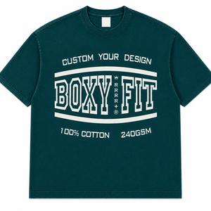 Camiseta Oversize de Corte Cuadrado para Hombre, 100% Algodón, 240GSM, Manga Corta, Cuello Redondo, Casual, con Estampado de Letras y Logotipo Frontal - Product Image 6
