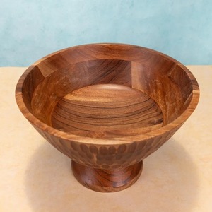 Tazón de ensalada de madera hecho a mano, diseño Wabi Sabi, acabado natural sin recubrimiento, para servir en fiestas. - Product Image 3