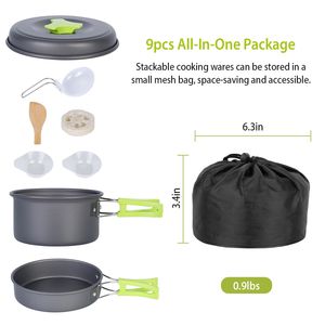 Ensemble de 9 ustensiles de cuisine de camping, kit de cuisson en plein air - Product Image 2